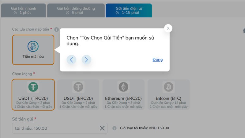 3 hình thức nạp tiền BK8 và hướng dẫn chi tiết mới nhất 9 Gửi tiền điện tử tại BK8 - Dành cho tiền mã hóa